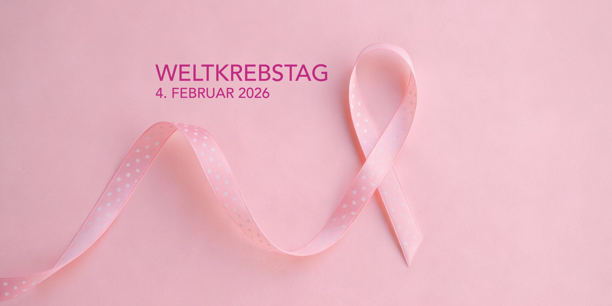 Weltkrebstag 2026 mit Krebsschleife oder auch Awareness Ribbons. Die rosafarbene Schleife ist ein internationales Symbol, durch das Solidarität mit Frauen zum Ausdruck gebracht wird, die an Brustkrebs erkrankt sind oder waren.