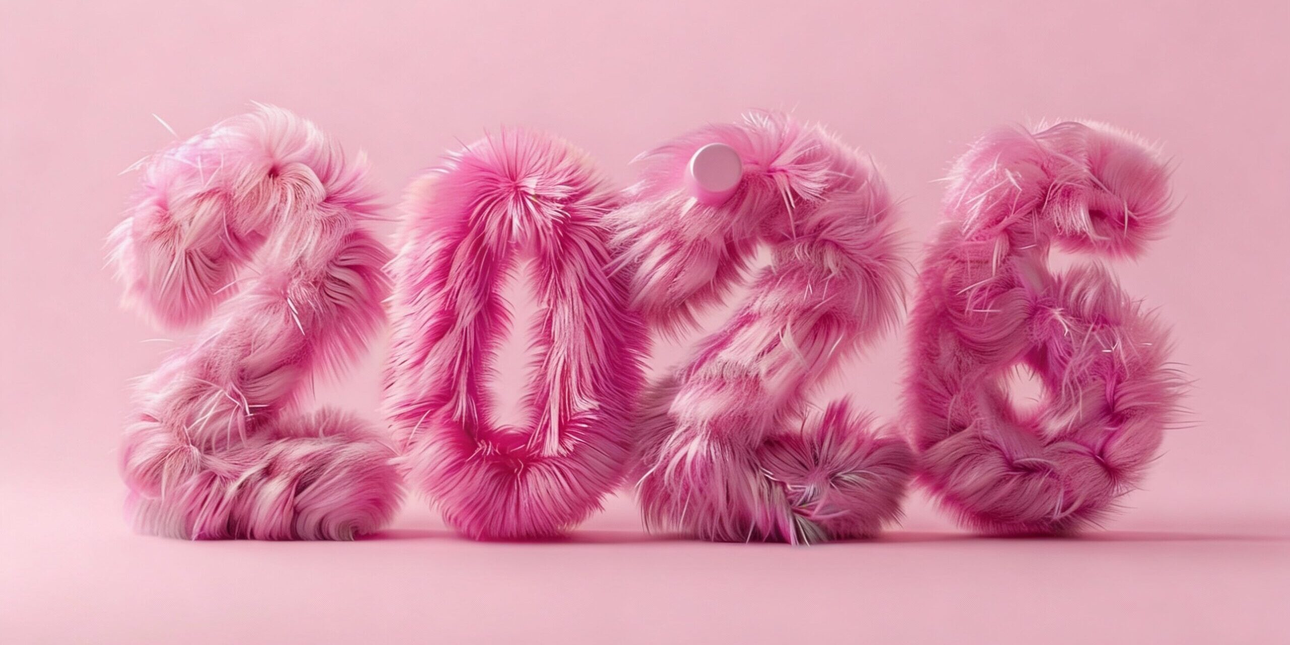 2026 als flauschige pinke Jahreszahl